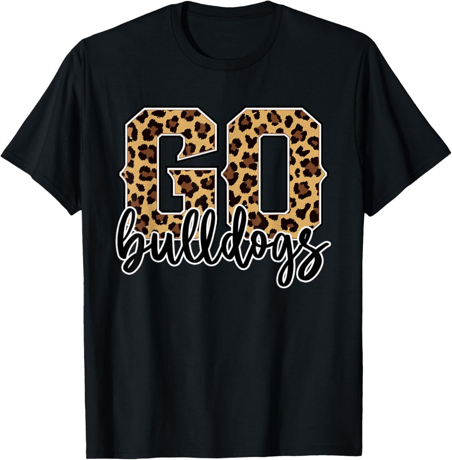 Braves Go Bulldogs Leopard Print Cheetah Graphic T-Shirt - T-Shirt | Black