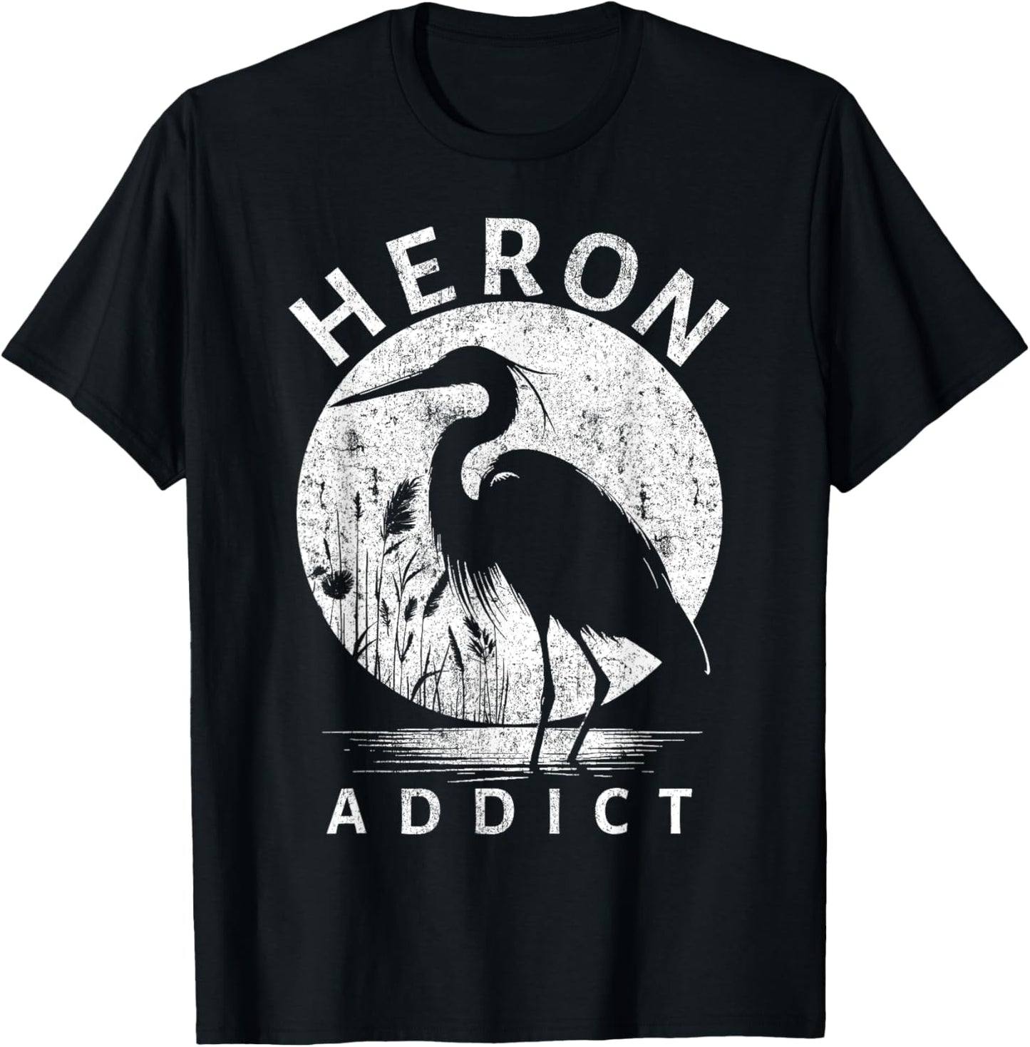 Heron Addict Blue Heron Birding T-Shirt - T-Shirt | Black