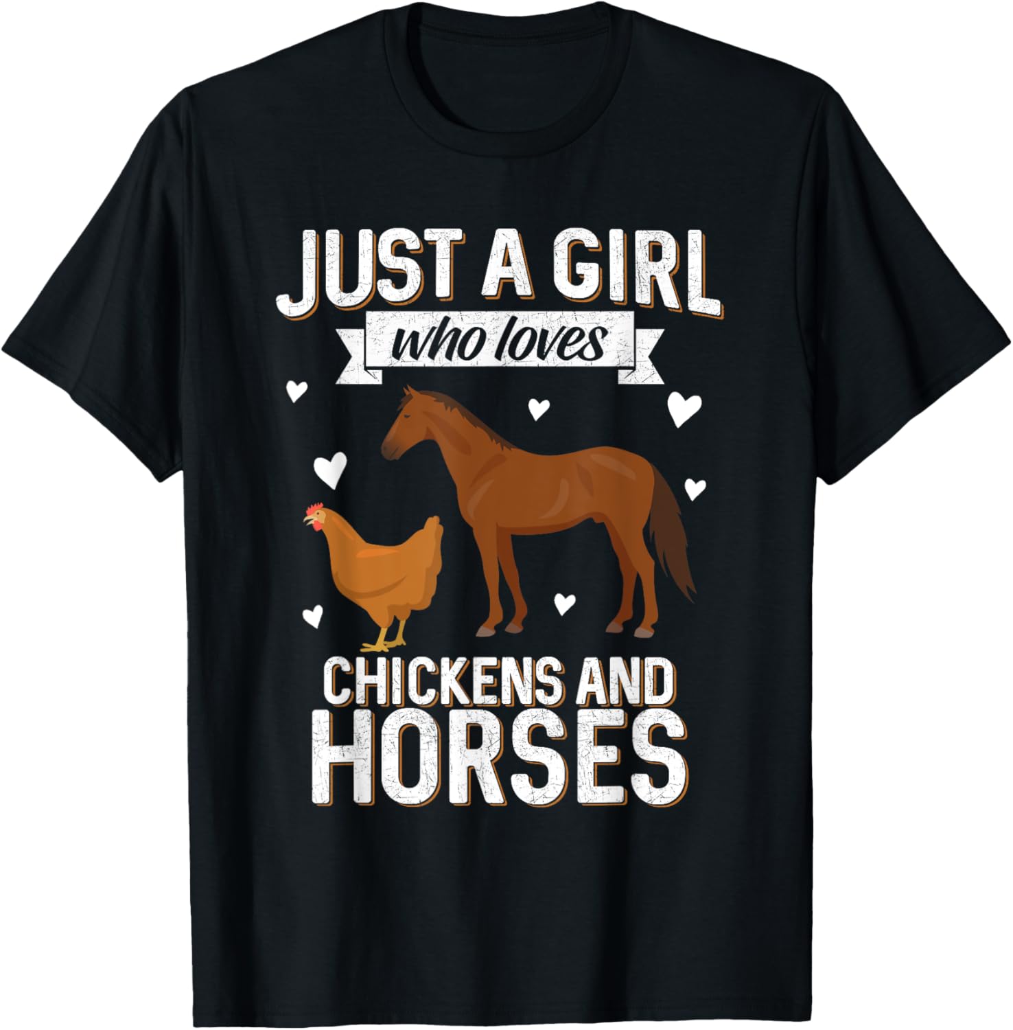 Just A Girl Who Loves Chickens Horse Lover Women Farmer T-Shirt - T-Shirt | Black