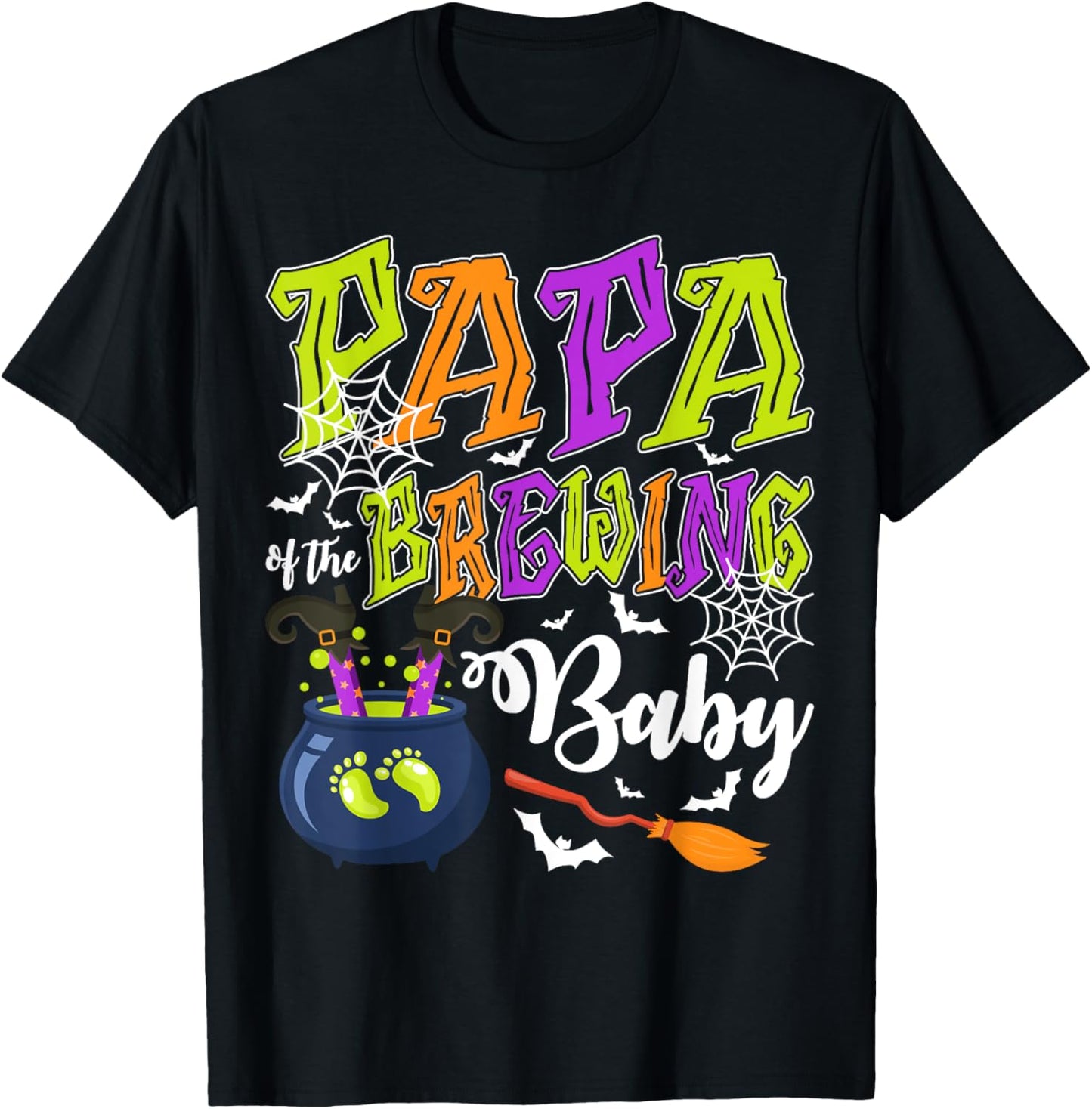 Papa of Brewing Baby Matching Family Halloween Baby Shower T-Shirt - T-Shirt | Black