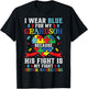 I Wear Blue For My Grandson Autism Awareness Grandma Grandpa T-Shirt - T-Shirt | Black