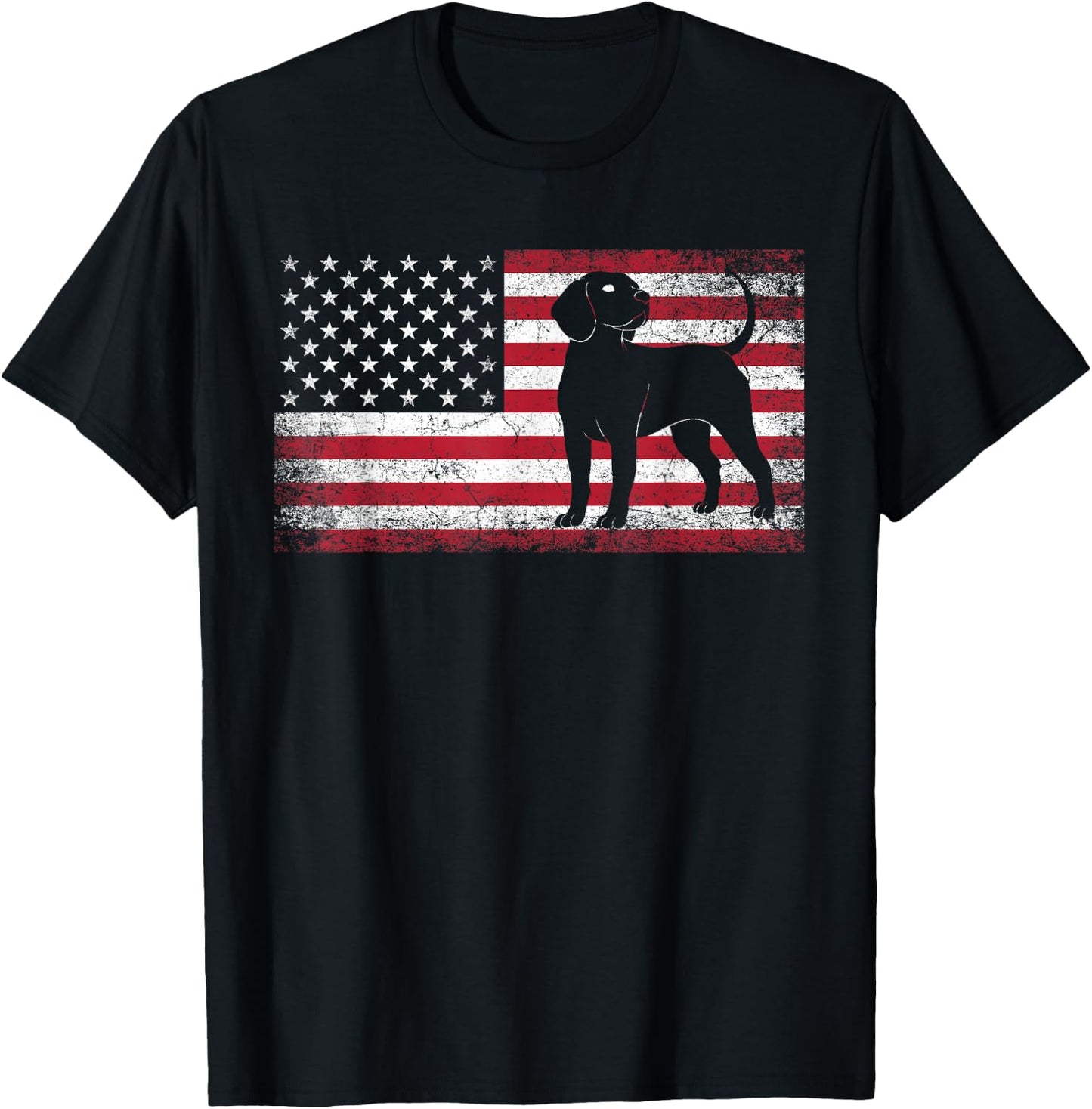 Beagle Dog 4th of July American Flag USA America Patriotic T-Shirt - T-Shirt | Black