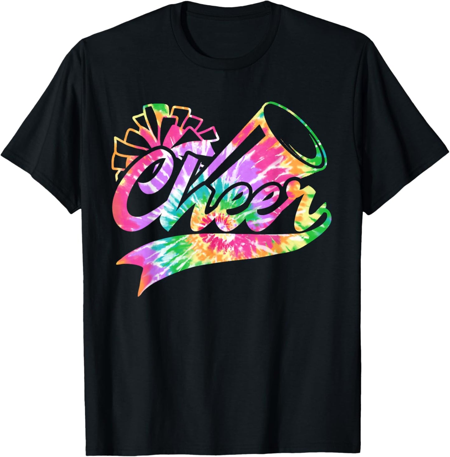 Tie Dye Cheerleading Peace Love Cheer for Cheerleader Cute T-Shirt - T-Shirt | Black