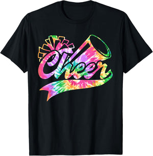 Tie Dye Cheerleading Peace Love Cheer for Cheerleader Cute T-Shirt - T-Shirt | Black
