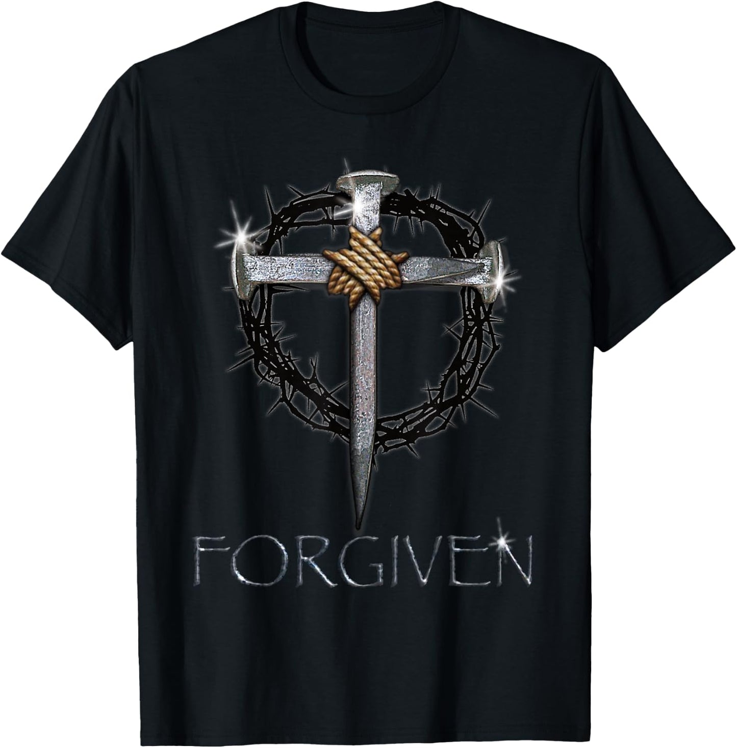Forgiven - 3 Nails, crown of thorns T-Shirt - T-Shirt | Black