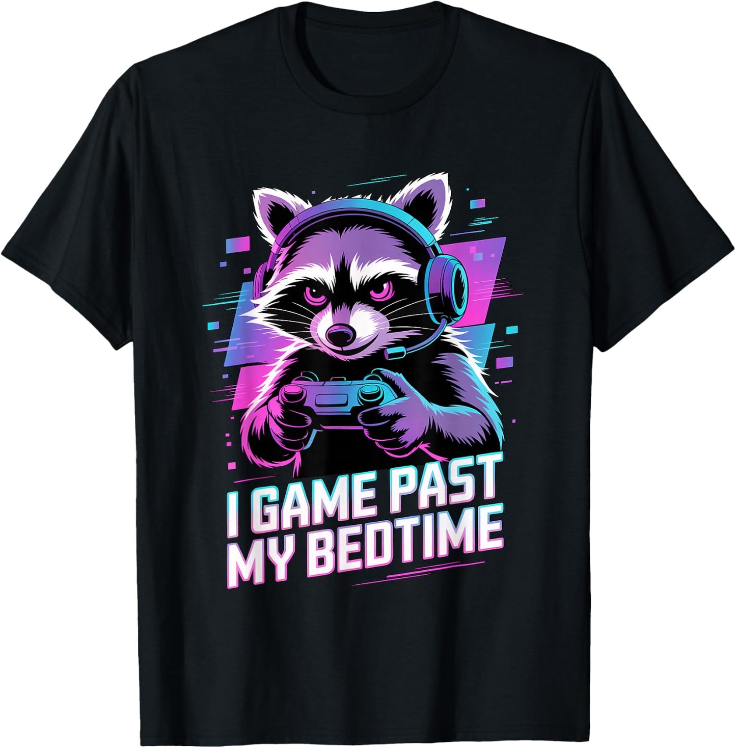 Raccoon Gaming I Game Past My Bedtime T-Shirt - T-Shirt | Black