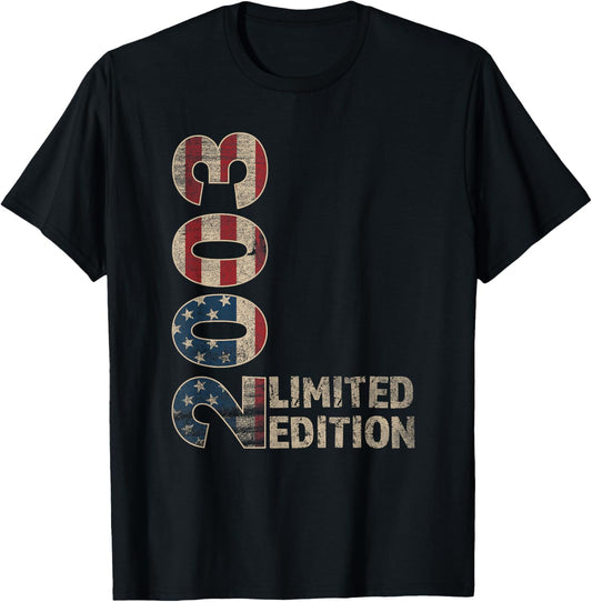 22th Birthday Gift men Vintage born 2003 turning 22 Year Old T-Shirt - T-Shirt | Black