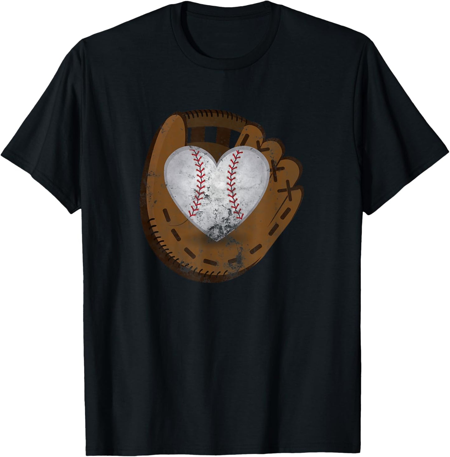 Vintage Baseball Heart Shirt Funny Valentine's Day Gift T-Shirt - T-Shirt | Black