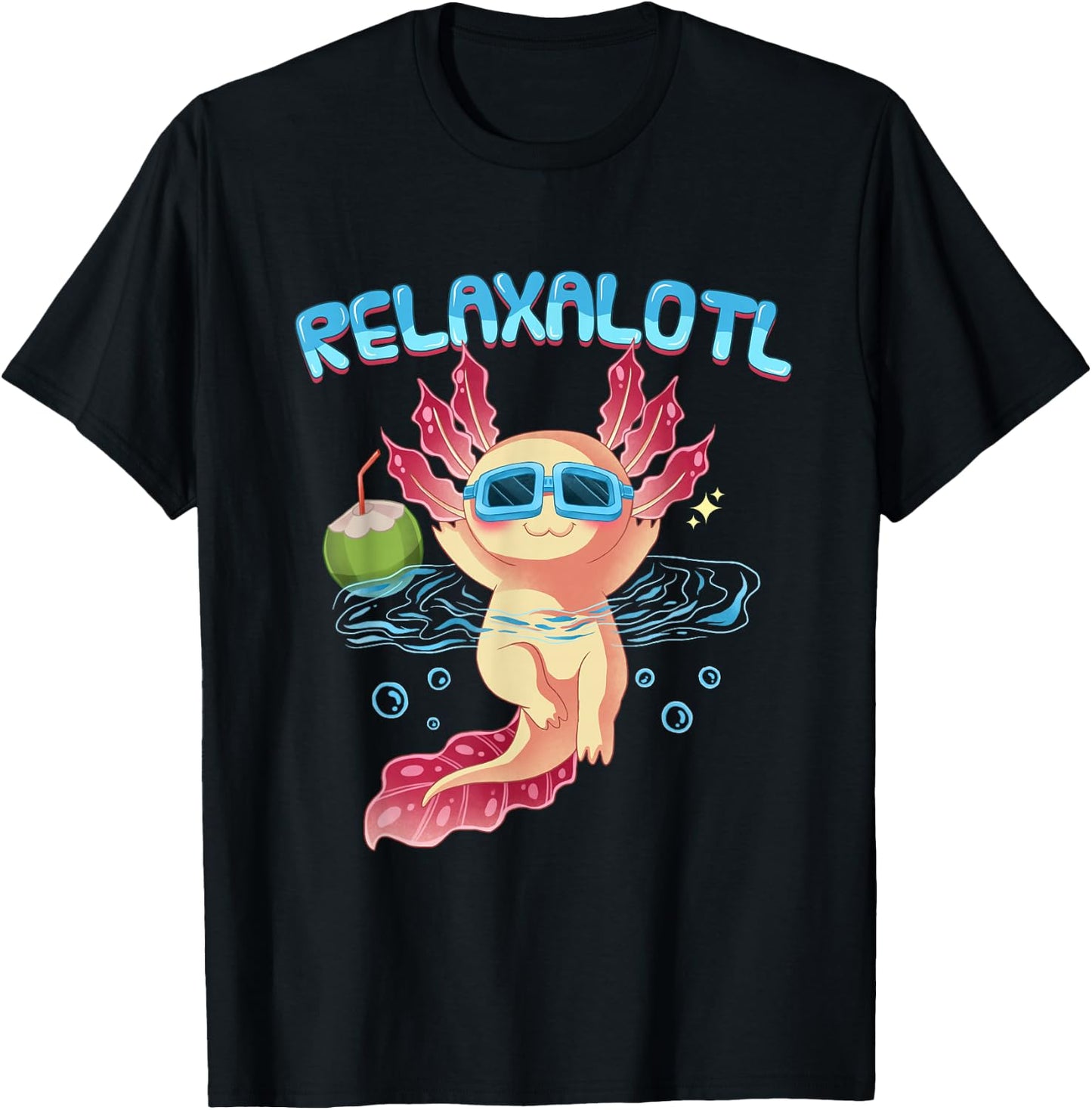 Relaxalotl Axolotl Vacation Trip Beach Swimming T-Shirt - T-Shirt | Black