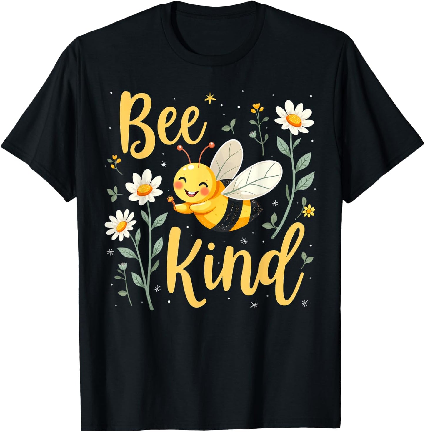 Bee Kind Cute bee with Flower Kindness T-Shirt - T-Shirt | Black