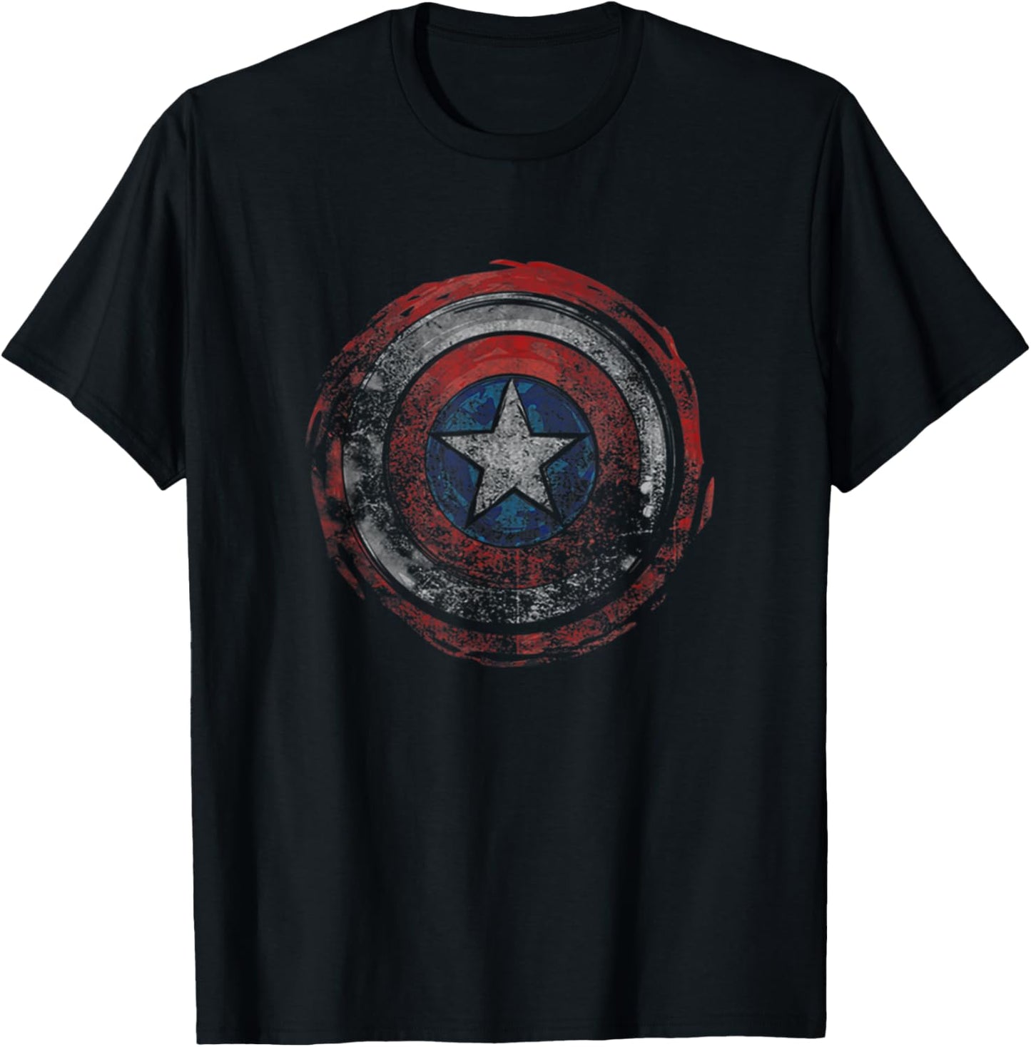 Marvel Comics Distressed Painted Captain America Shield T-Shirt - T-Shirt | Black