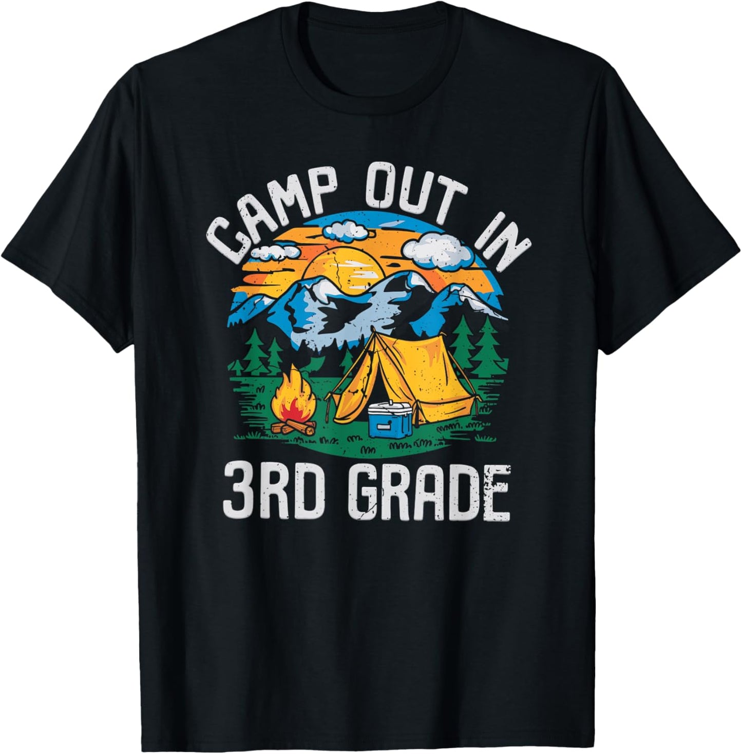 Camp out In 3rd Grade Funny Camping Nature Back to School T-Shirt - T-Shirt | Black