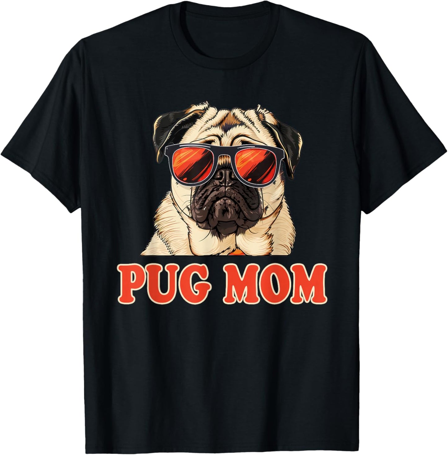 Cute Pug Mom T-Shirt - T-Shirt | Black