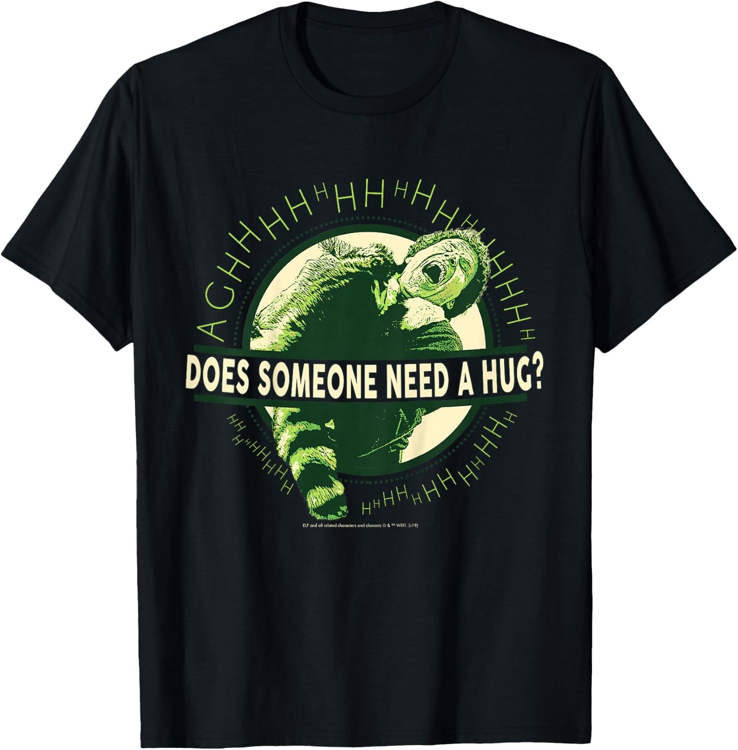 Elf Buddy Hugs Raccoon Text Poster T-Shirt - T-Shirt | Black