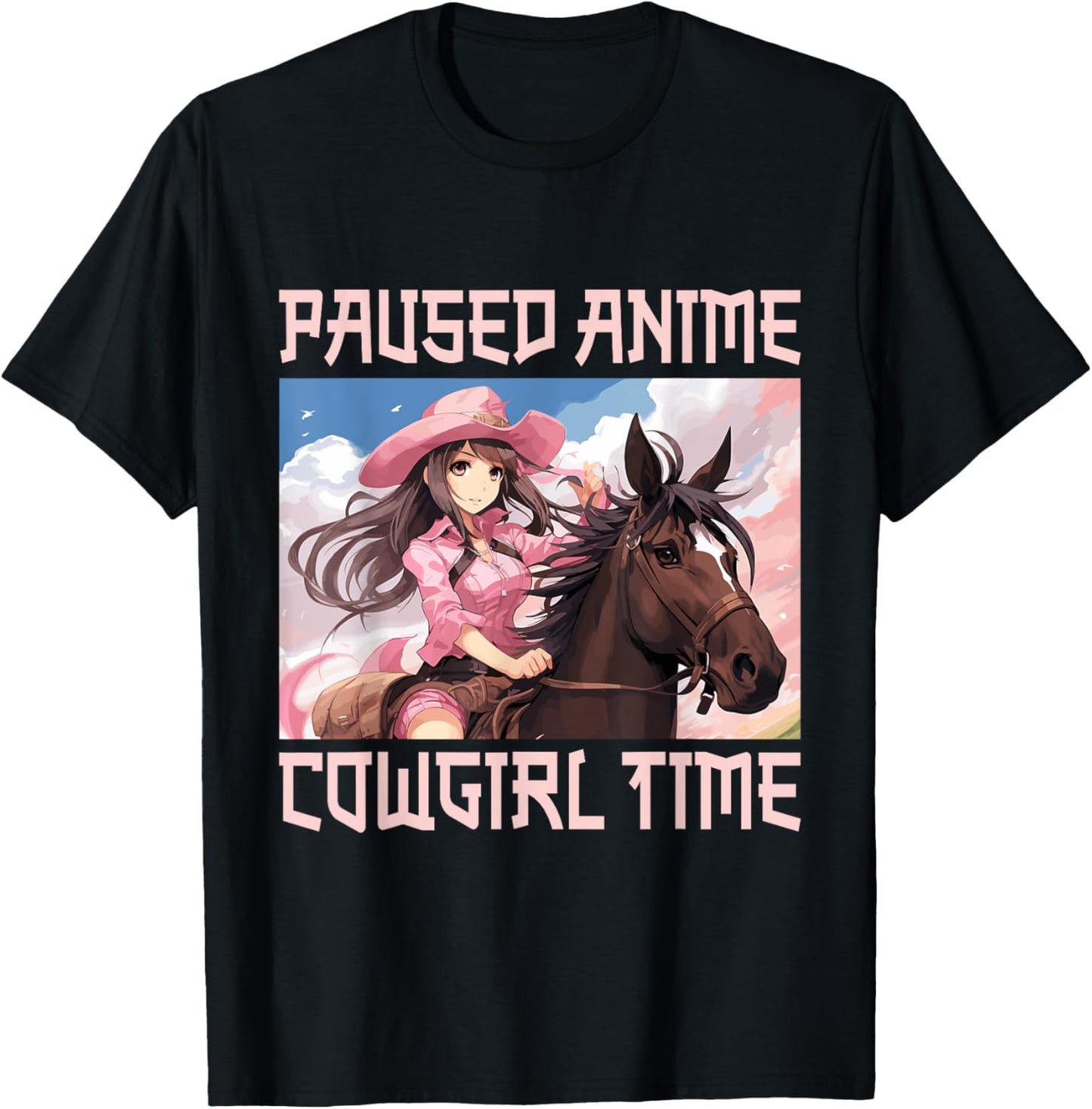 Anime Horse Cowgirl Japan Anime T-Shirt - T-Shirt | Black