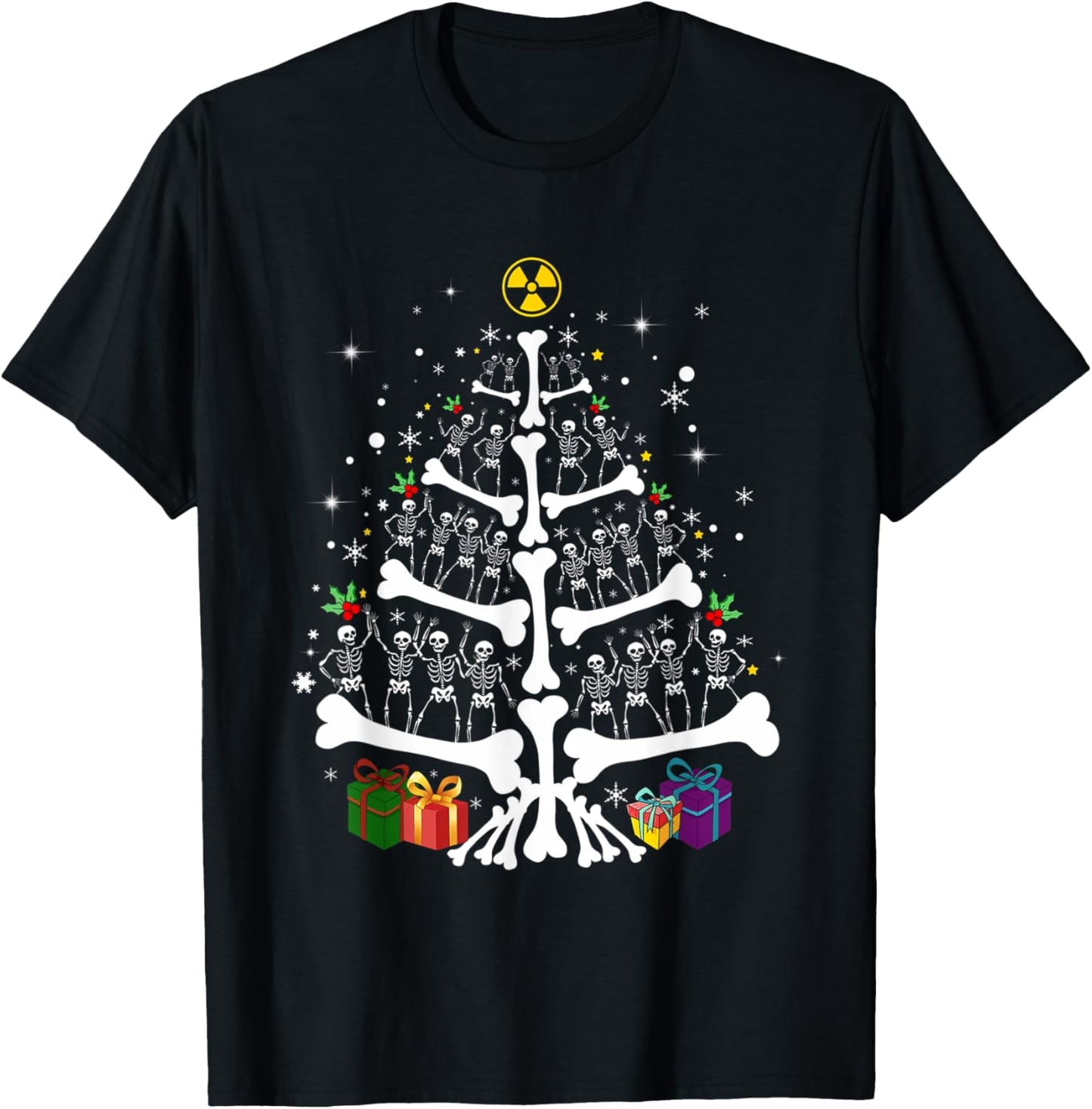 Women Radiology Skeleton Christmas Tree Xray Tech Team T-Shirt - T-Shirt | Black