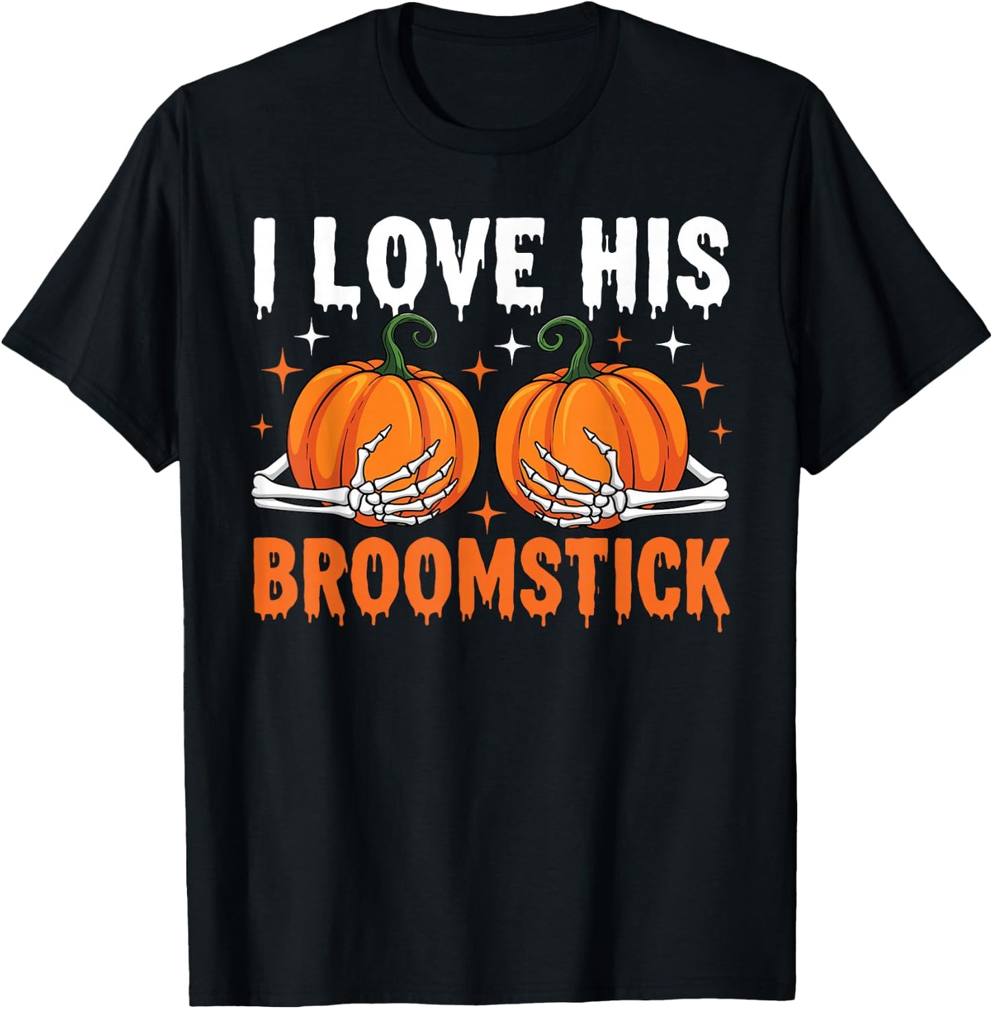 I Love His Broomstick Couple Matching Halloween Costumes T-Shirt - T-Shirt | Black