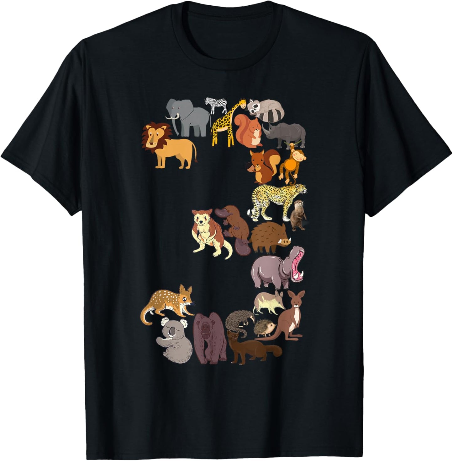 3rd Birthday Safari Zoo Animals Figures Toddler 3 Year Old T-Shirt - T-Shirt | Black
