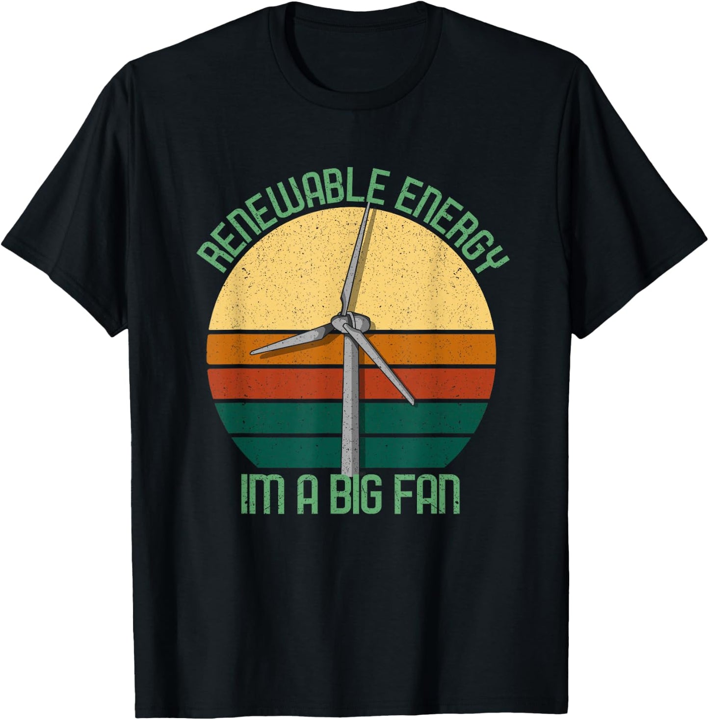 Vintage Earth Day Renewable Energy I'm A Big Fan T-Shirt - T-Shirt | Black