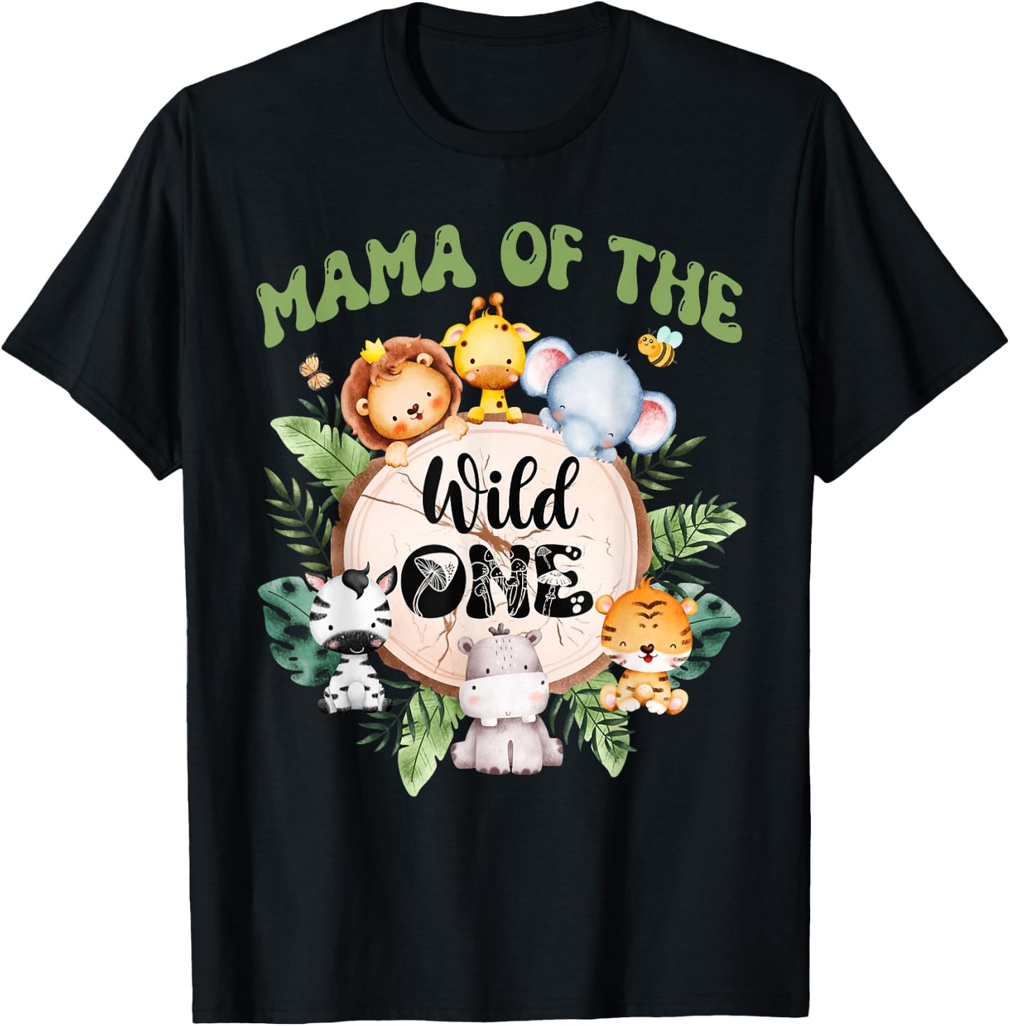 Mama Of The Wild One 1st Birthday Safari Family Matching T-Shirt - T-Shirt | Black