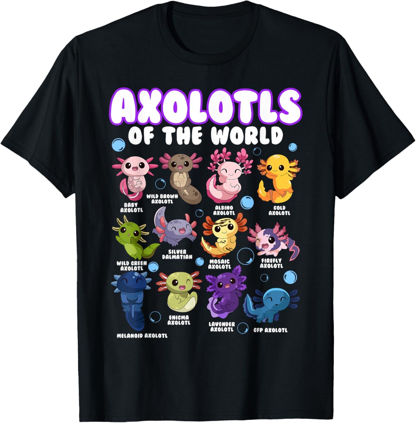 Axolotl Shirt Cute Axolotls Animals of the World Herpetology T-Shirt - T-Shirt | Black