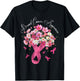 Breast Cancer Awareness Fighter Survivor Floral Pink Ribbon T-Shirt - T-Shirt | Black