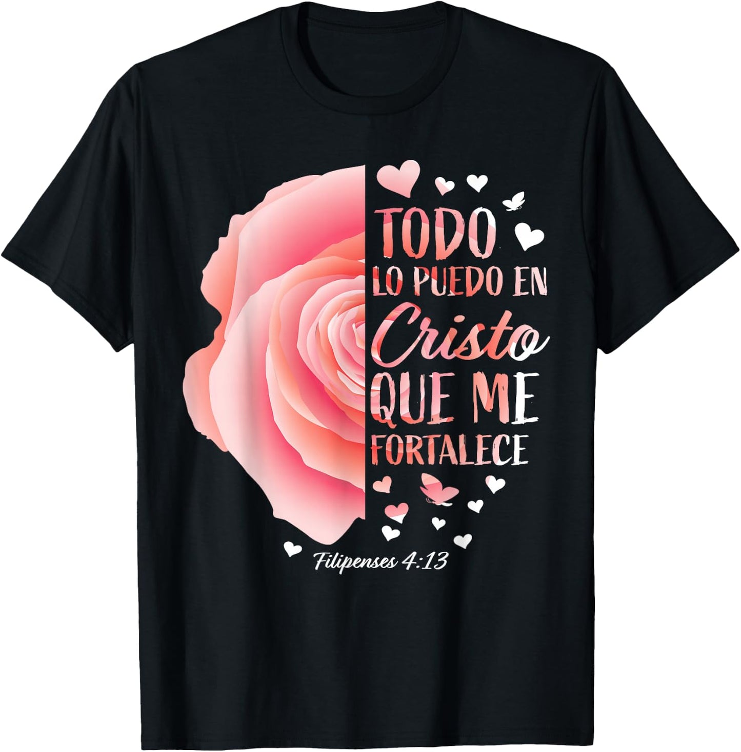 Christian Gifts Women Spanish Bible Verse Sayings Religious T-Shirt - T-Shirt | Black
