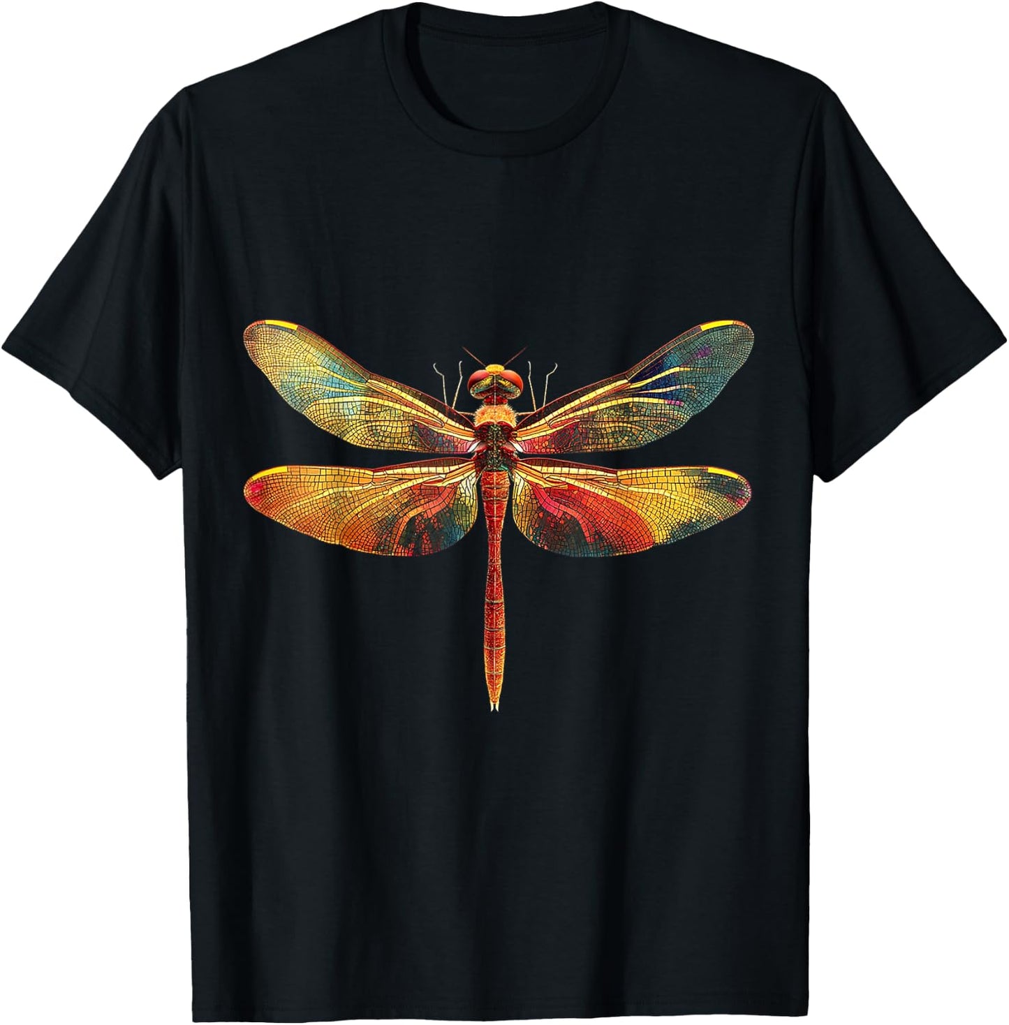 Dragonfly Animal Motif Artwork Dragonfly T-Shirt - T-Shirt | Black