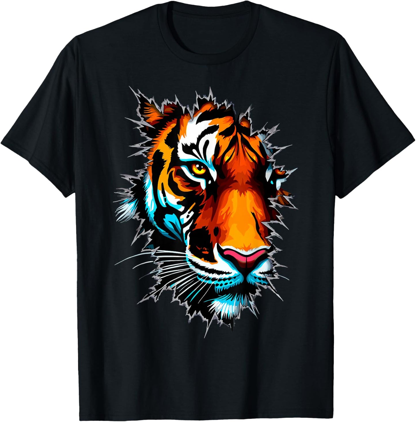 Tiger Face Wild Animal Tiger T-Shirt - T-Shirt | Black