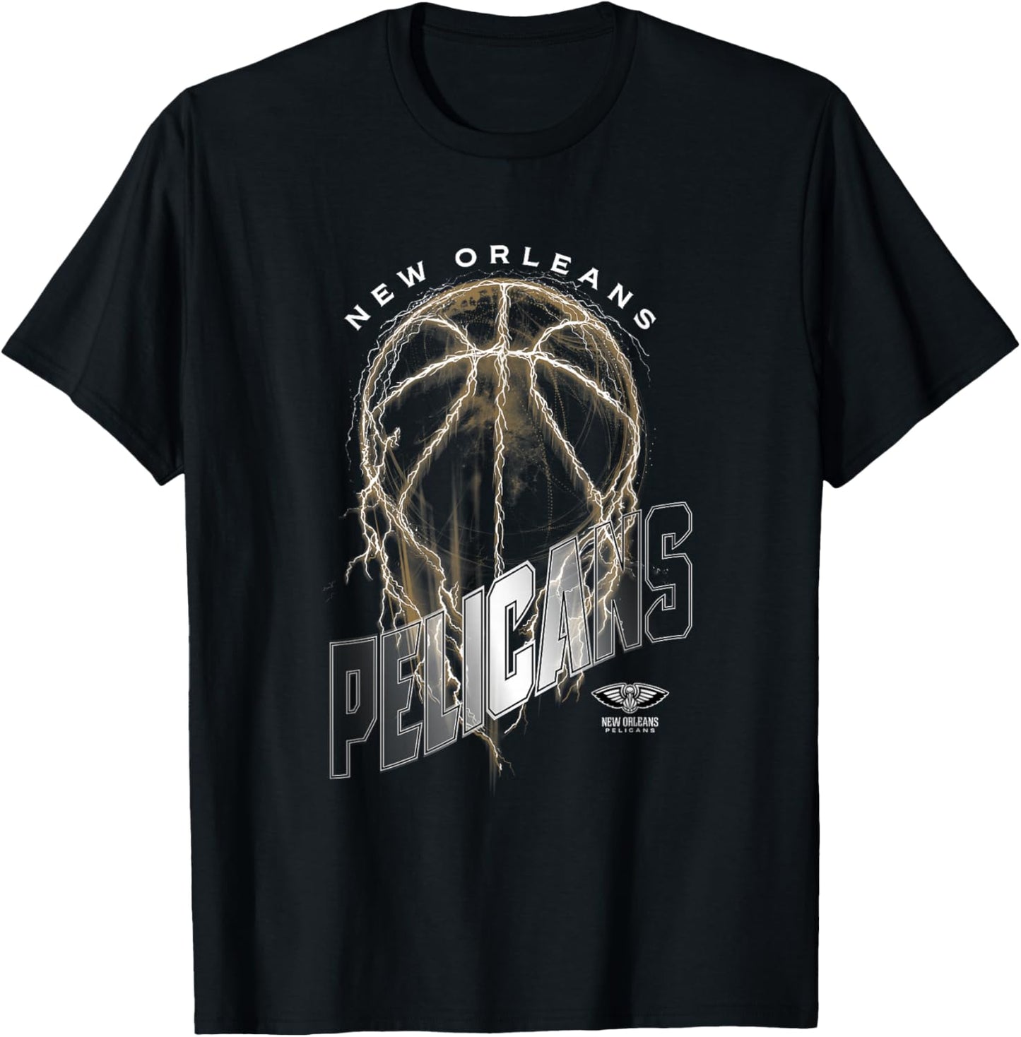 NBA New Orleans Pelicans Lightning Bolt Basketball Logo T-Shirt - T-Shirt | Black