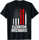Elevator Mechanic Maintenance USA Flag Technician T-Shirt - T-Shirt | Black