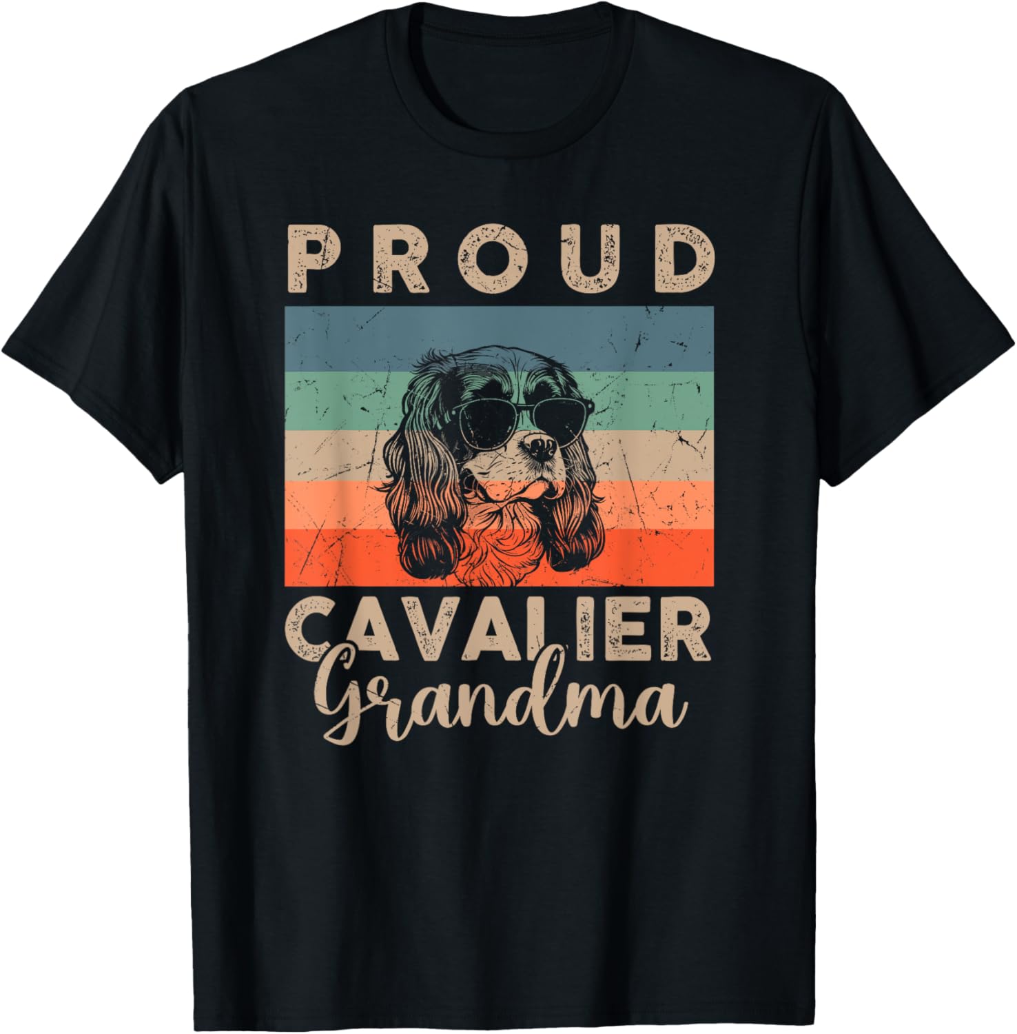 Funny Proud Cavalier Grandma Gifts Dog Lover Xmas T-Shirt - T-Shirt | Black