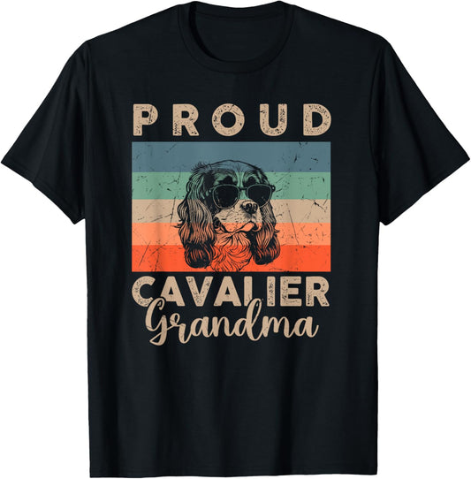 Funny Proud Cavalier Grandma Gifts Dog Lover Xmas T-Shirt - T-Shirt | Black