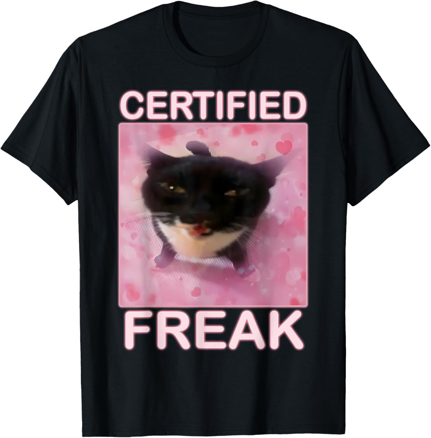 Cat Meme Certified Freak Eat Cement Cursed Cat Funny T-Shirt - T-Shirt | Black