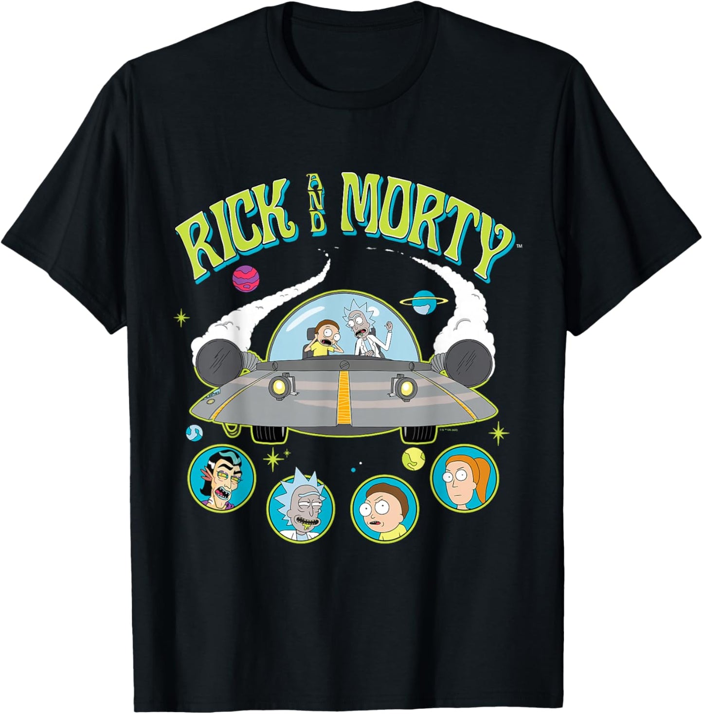 Rick and Morty Space Cruiser Ship Adult Cartoon Fashion T-Shirt - T-Shirt | Black