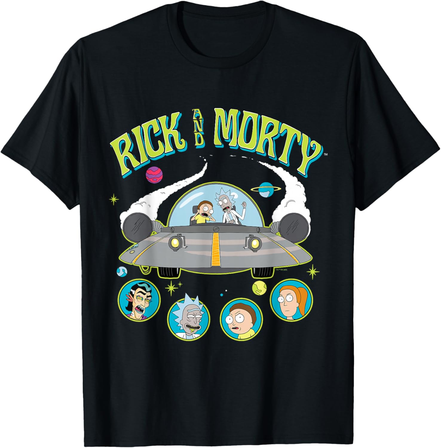Rick and Morty Space Cruiser Ship Adult Cartoon Fashion T-Shirt - T-Shirt | Black