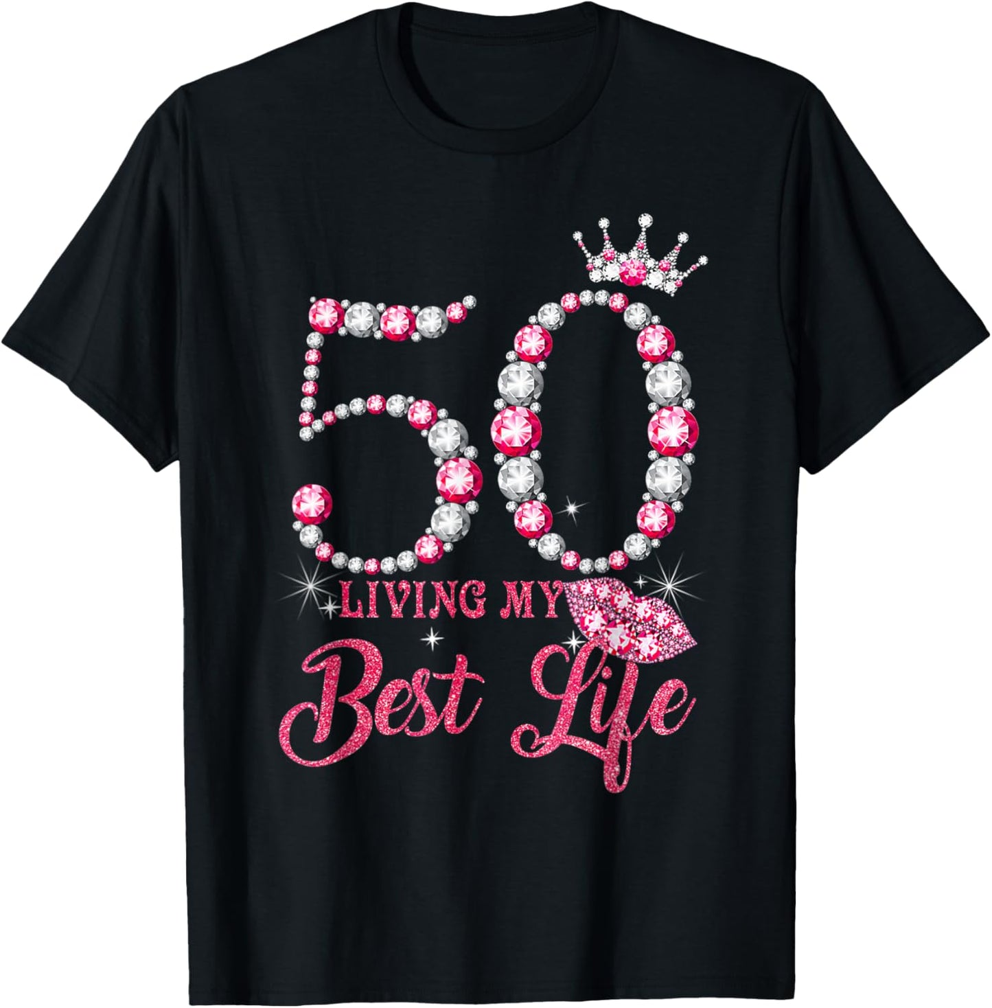 Living My Best Life 50 Years Old 50th Birthday Queen Women T-Shirt - T-Shirt | Black