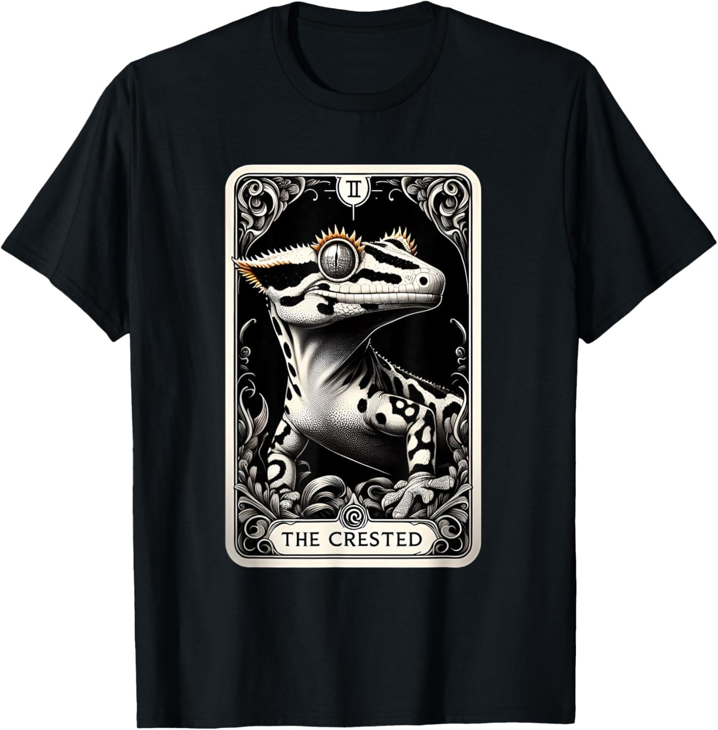 Crested Gecko Tarot Card Moon Men Women Kids Reptile Lover T-Shirt - T-Shirt | Black
