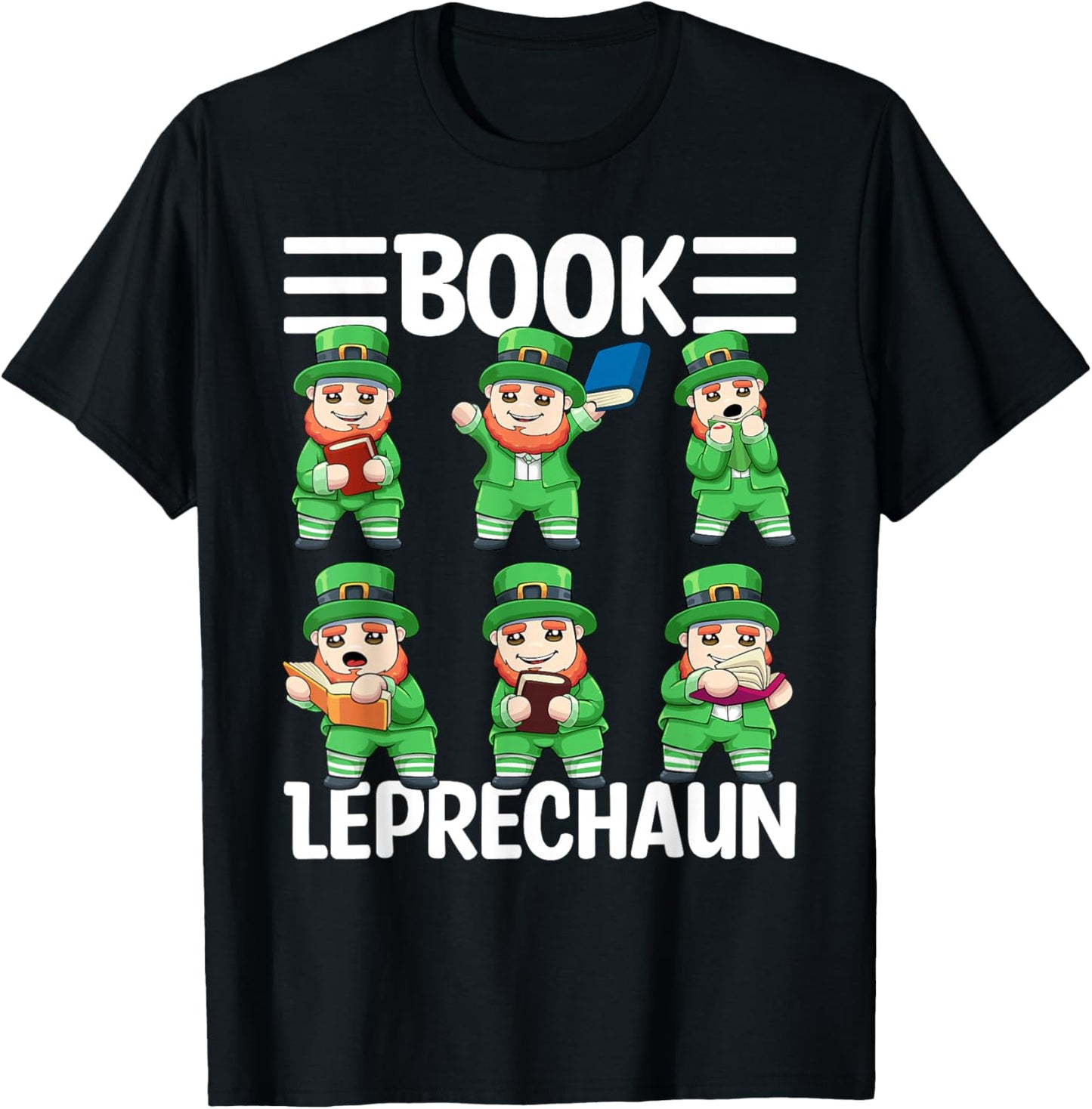 Book Leprechaun St. Patrick's Day Library Librarian Reading T-Shirt - T-Shirt | Black