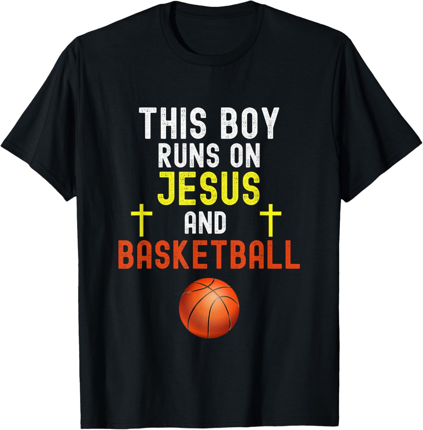 This Boy Runs On Jesus And Basketball Funny Christian Humor T-Shirt - T-Shirt | Black