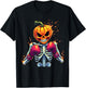 Pumpkin Head Skeleton Boxing Halloween Spooky Fighter T-Shirt - T-Shirt | Black