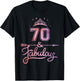 Women 70 Years Old And Fabulous Happy 70th Birthday T-Shirt - T-Shirt | Black