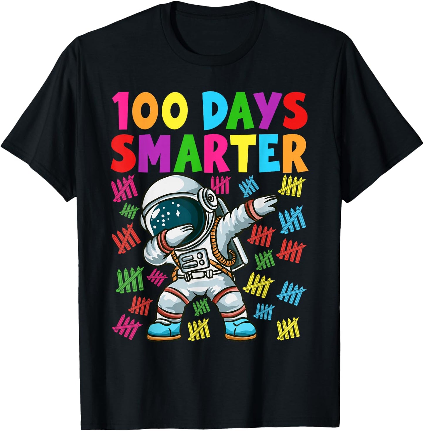 100 Days Smarter 100th Day of School Dabbing Space Kids T-Shirt - T-Shirt | Black