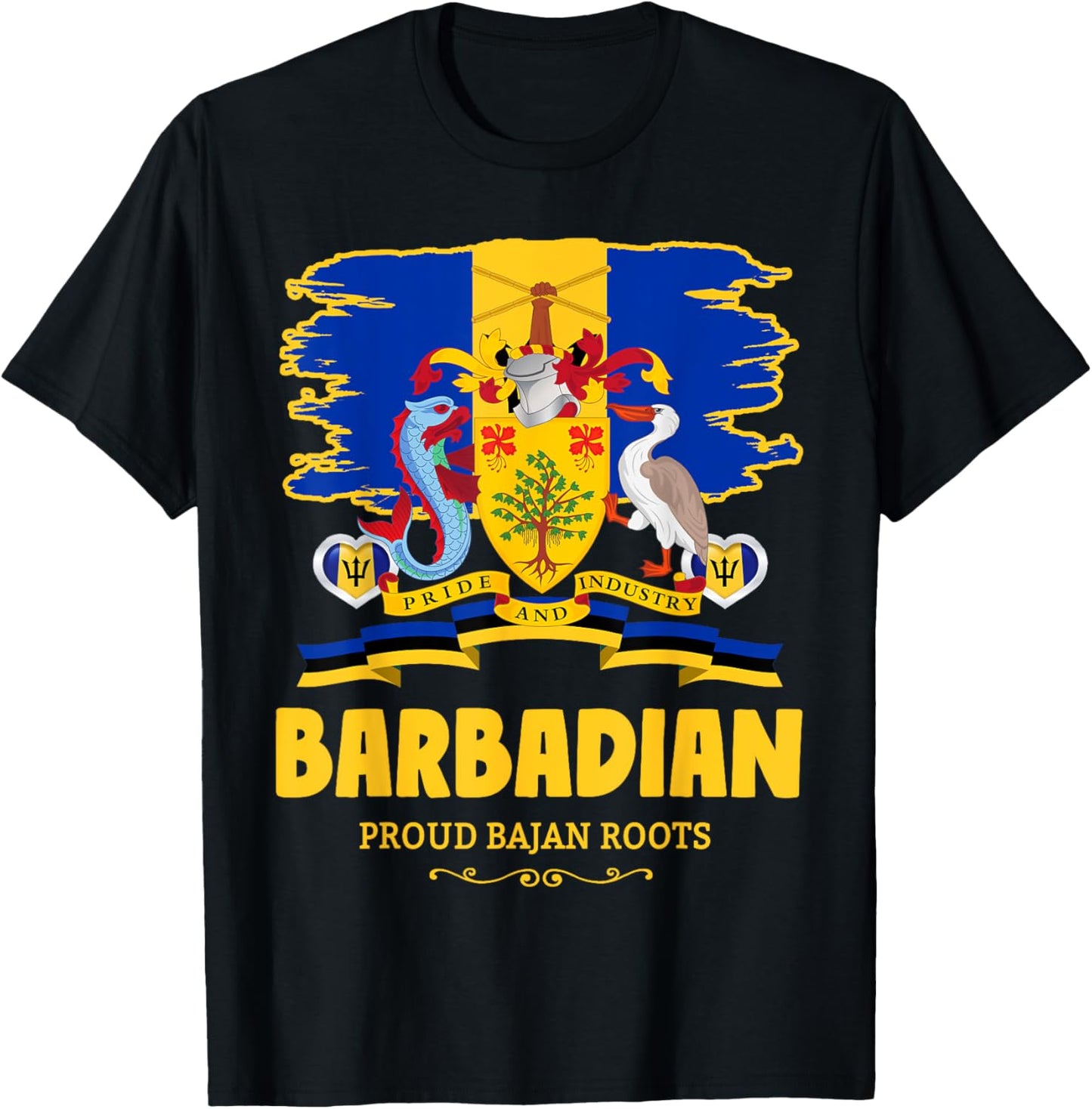 Barbados Flag Outfit Idea For Kids & Barbadian Flag Themed T-Shirt - T-Shirt | Black