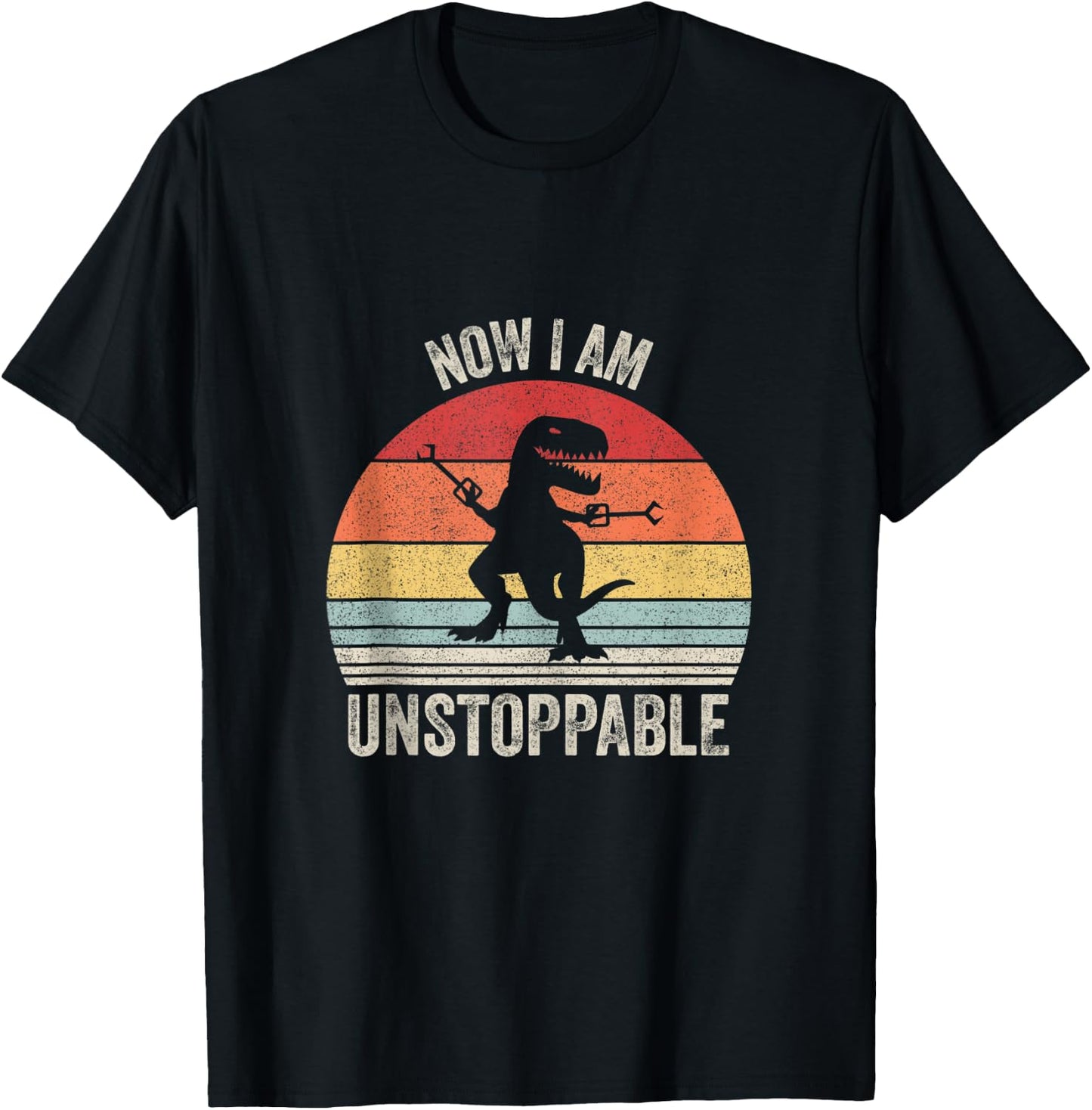 Vintage Retro Now I Am Unstoppable Funny T-Rex T-Shirt - T-Shirt | Black
