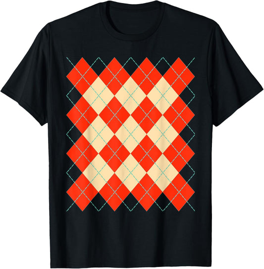 Retro Argyle Plaid Pattern Design in cute two colors T-Shirt - T-Shirt | Black