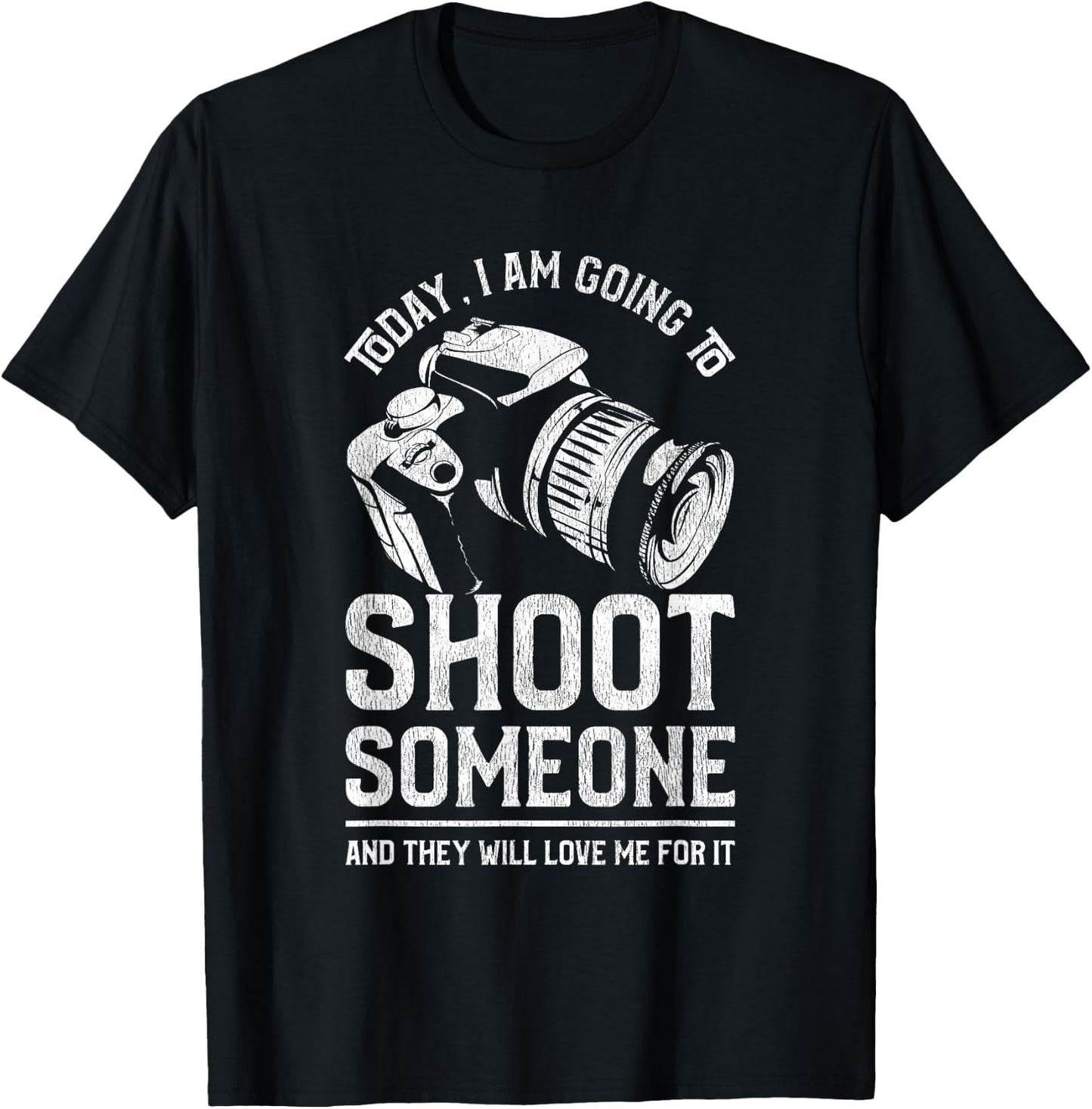 Funny Shoot Photography Camera Design for Photographers T-Shirt - T-Shirt | Black