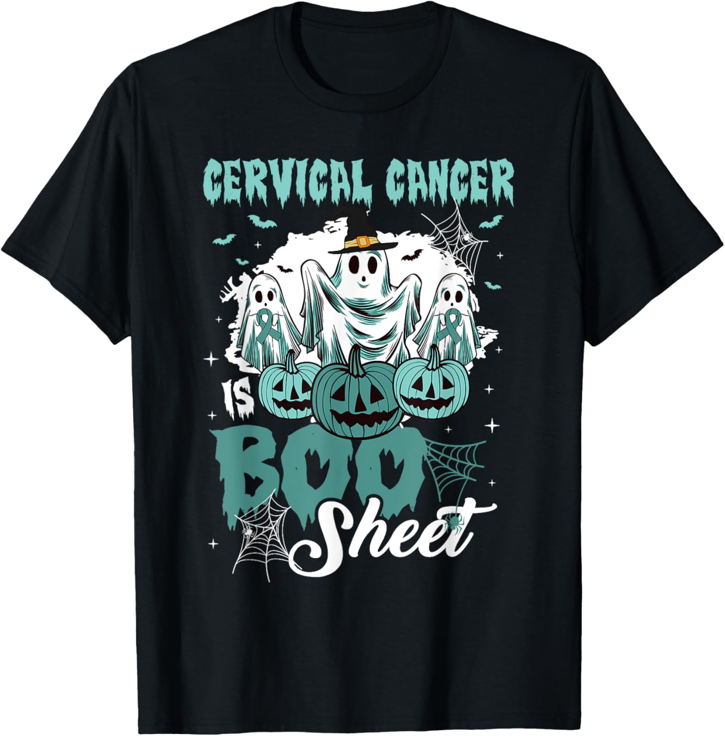 Cervical Cancer Is Boo Sheet Cervical Cancer Warrior T-Shirt - T-Shirt | Black