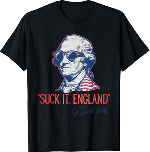 Suck It England Funny 4th of July George Washington 1776 T-Shirt - T-Shirt | Black
