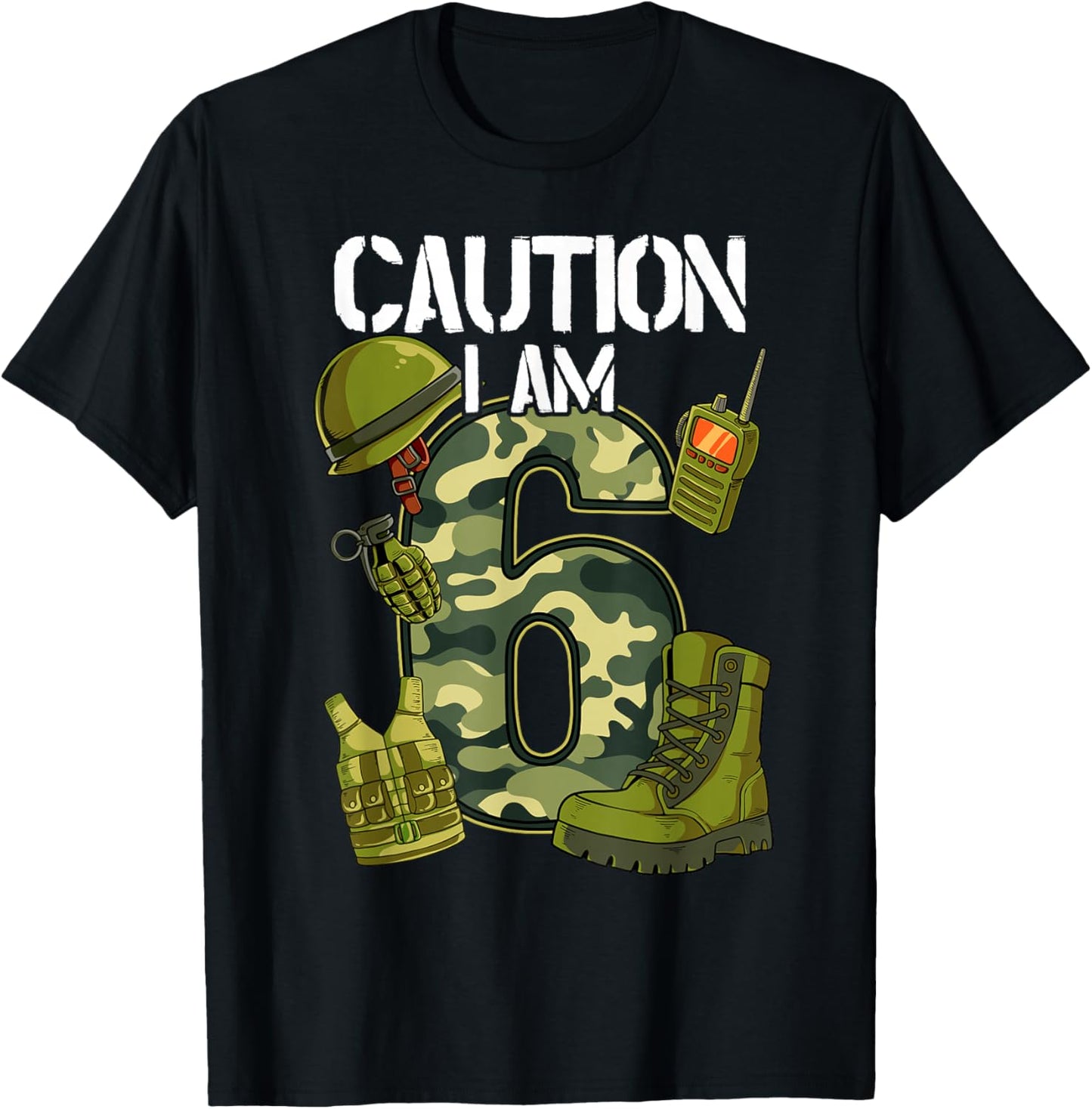 6th Birthday Army T-Shirt - T-Shirt | Black